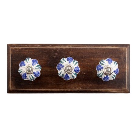 Royal Floral Ceramic Wooden Hooks